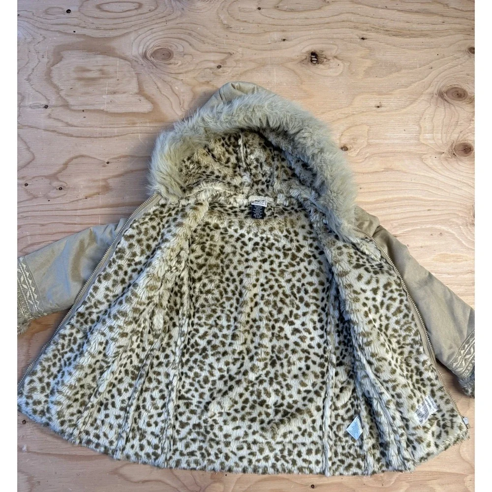 Arizona Faux Shearling Suede Hooded Jacket Girls Size 7/8